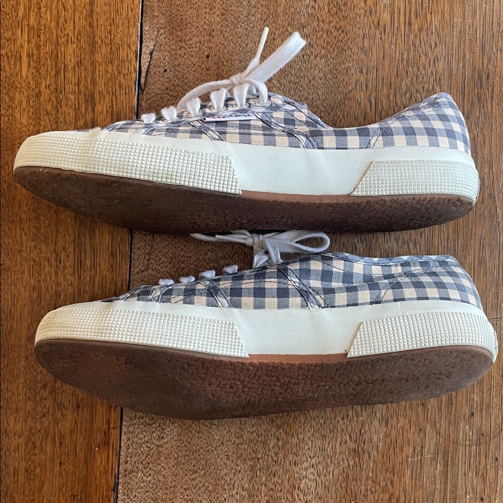 Superga Blue Gingham Sneakers GUC, Size 10 - Picture 6 of 10